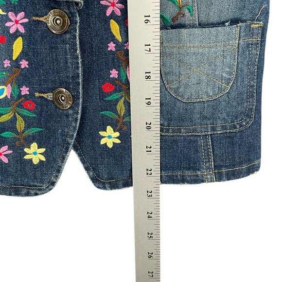 Baccini Denim Peacock Embroidered Vest Floral Hippie Bohemian Gypsy - Picture 6 of 6